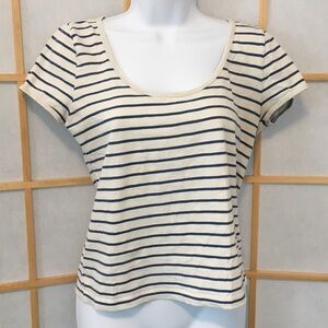J Crew Tee Blue Stripes Size M